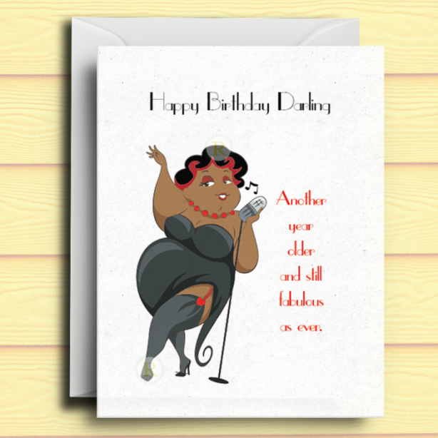 Black Woman Birthday Card E